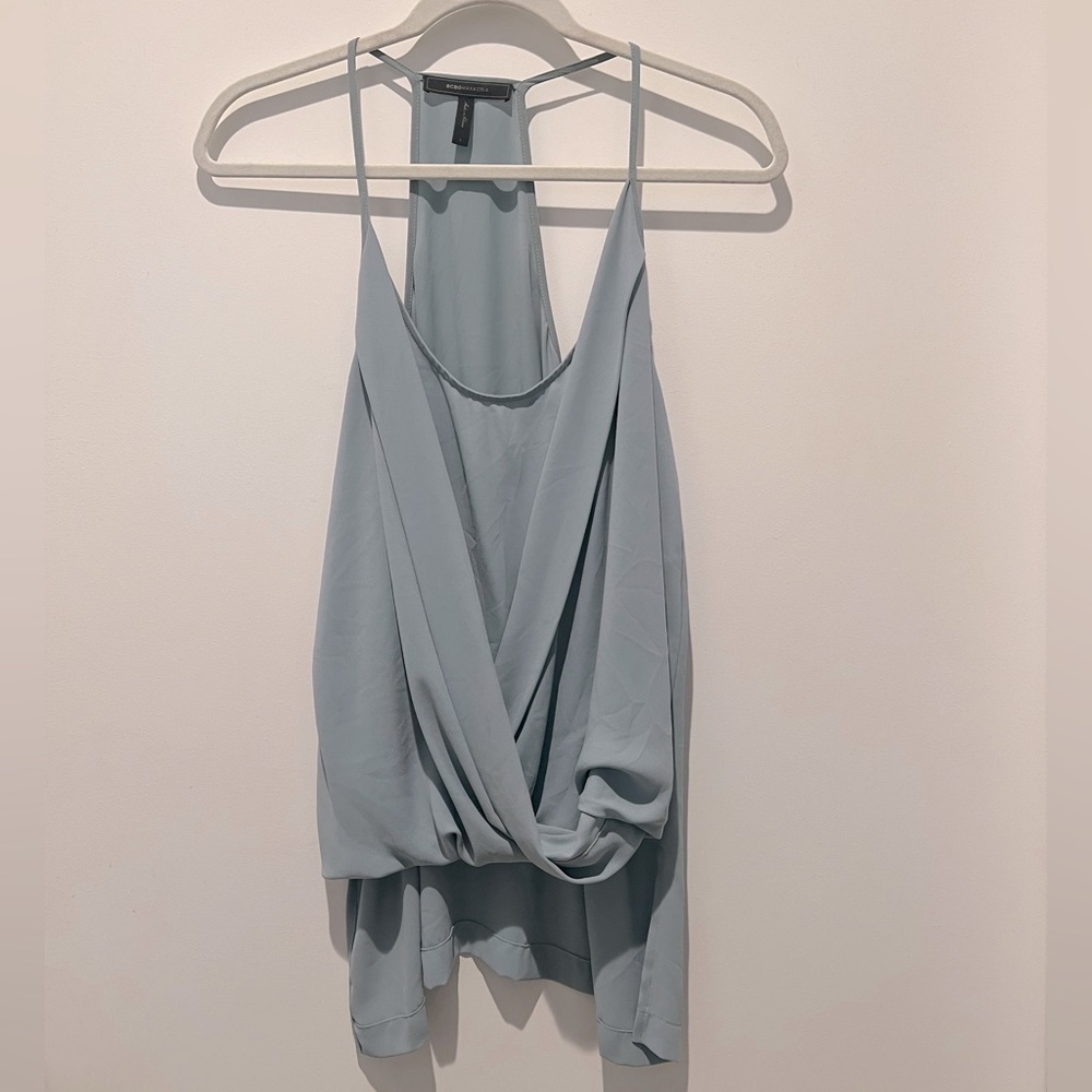 BCBG Max Azaria Light Blue Wrap Top